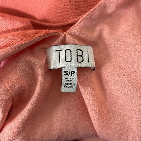155. Tobi Blush Pink Lace Up Tie Neck Cut Out Back Fit & Flare Dress Small - Picture 8 of 11